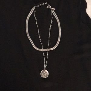 White House Black Market 3 strand silver necklace.